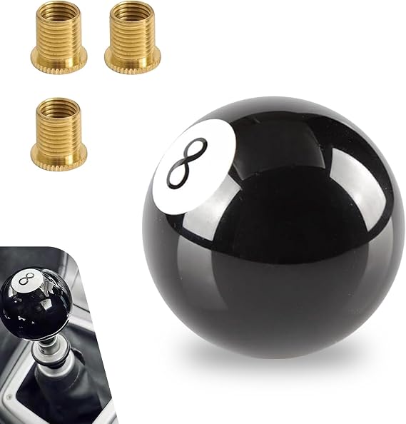 Car Shift Knob, 8 Ball Billiard Personalized Gear Knob, Anti-Slip Manual Transmission Shift Modification Kit with Adapter, Universal for Most Manual Transmission Vehicles (Black)