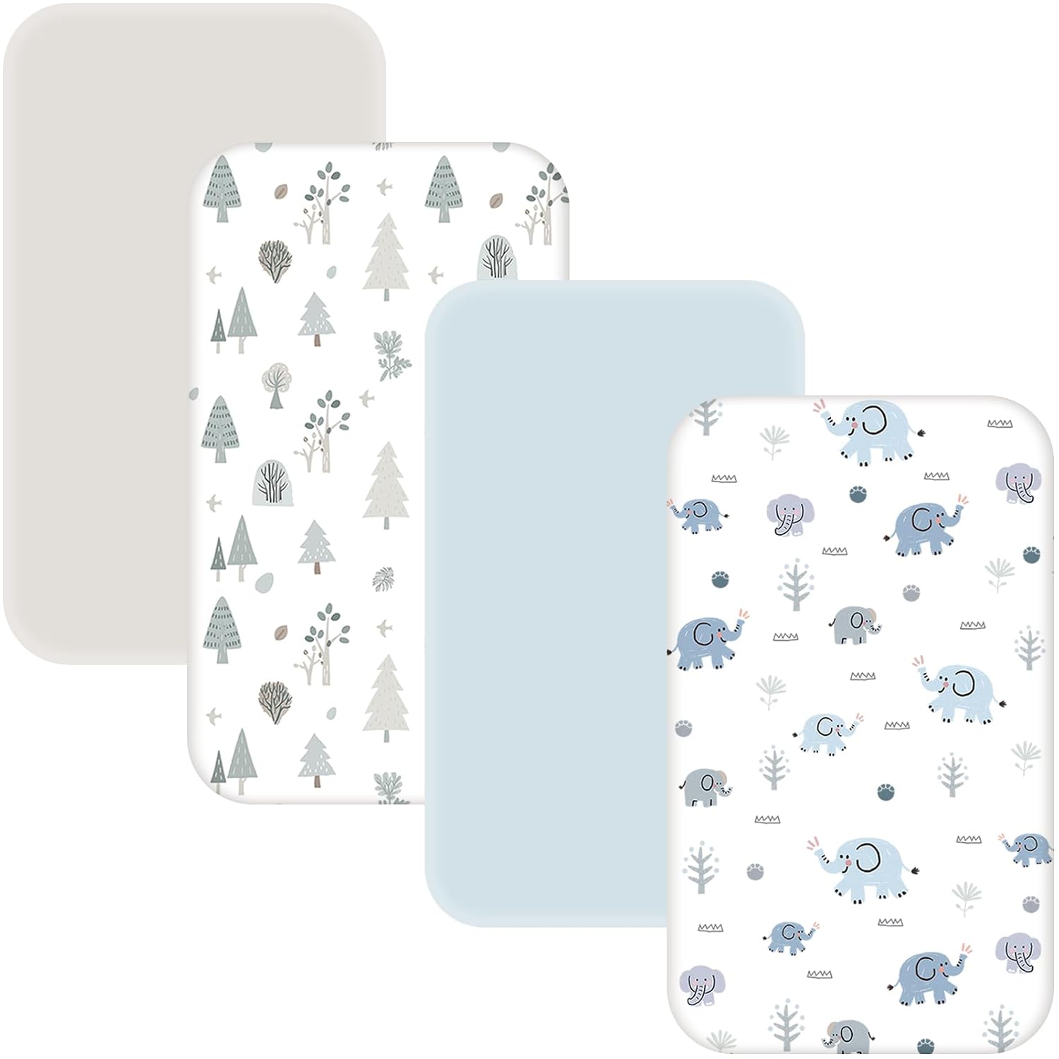 4 Pack Baby Bassinet Sheets - 35x20 Bedside Bassinet Sheets for Newton, Ezebaby, AMKE3 in 1 & Other Large Bedside Sleeper | Ultra Soft & Skin Friendly Bassinet Fitted Sheets for Boys Girls