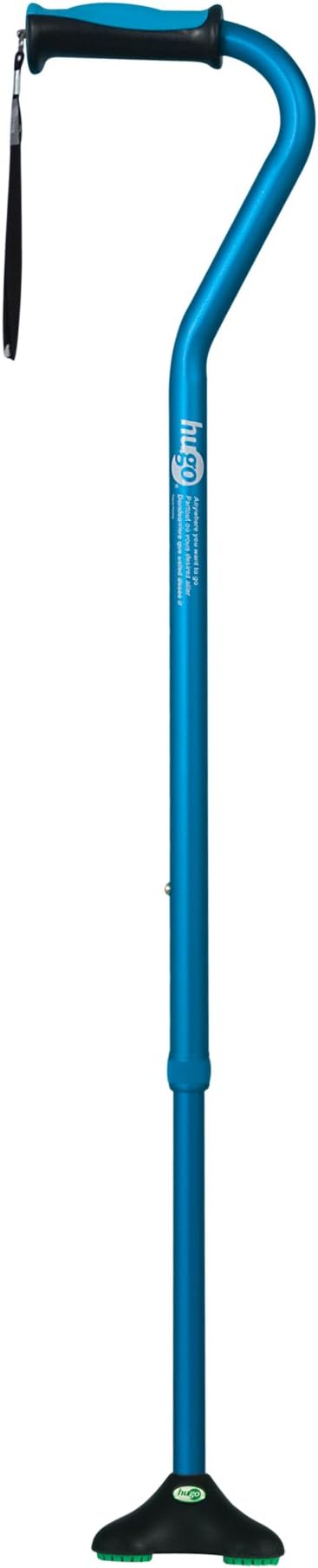Hugo Mobility Adjustable Offset Quadpod Cane with Stable Tip, Aquamarine | Offset Quadpod Cane Features an Ultra Stable Tip for Confident, Everyday Walking Support and Balance