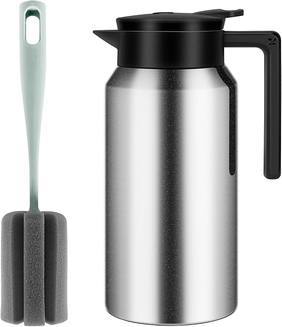 ShineMe Coffee Carafe, 40oz(1.2L) Stainless Steel Thermal Coffee Carafe for Keeping Hot/Cold, Travel Size Insulated Pitcher for Coffee, Tea, Water, Beverage Dispenser