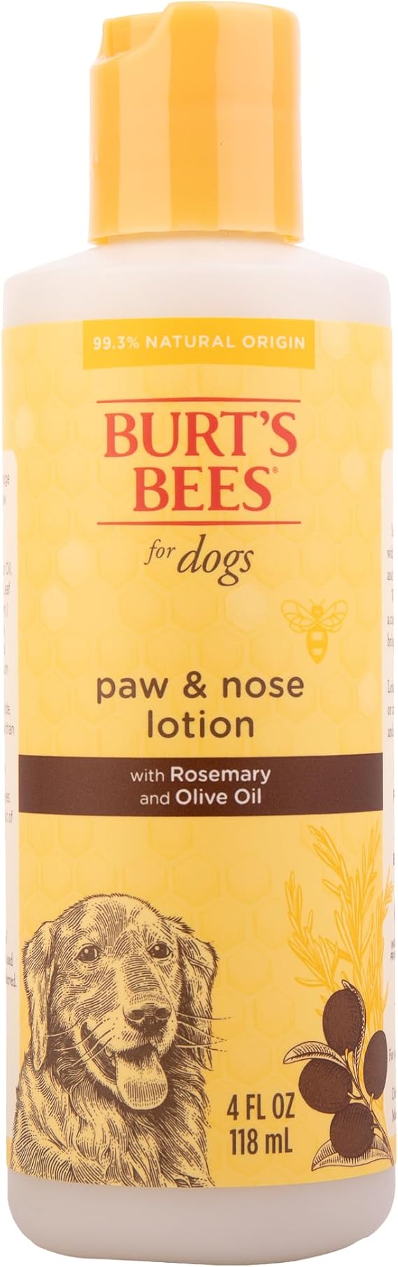 BURT'S BEES FOR PETS Dog Paw and Nose Lotion, Rosemary Olive Oil, 4 Fl Oz
