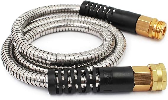 Cesun Short Garden Hose 5 feet, Metal Water Hose, Female to Male, 5ft, 5/8"