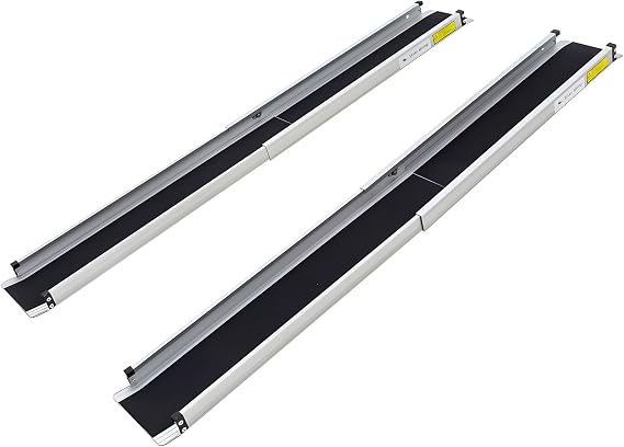 3' / 5' Portable Wheelchair Ramps, Telescoping, 600 lb Cap, Silver Spring