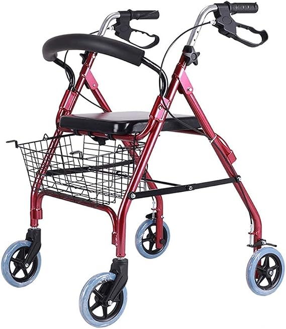 Self-propelled Walker Walking Frame, Andador Convenient Folding Elderly Walker Trolley Aluminum Alloy Multi-functional Four Wheel Walker Walking Aid Station Comfortable anniversary