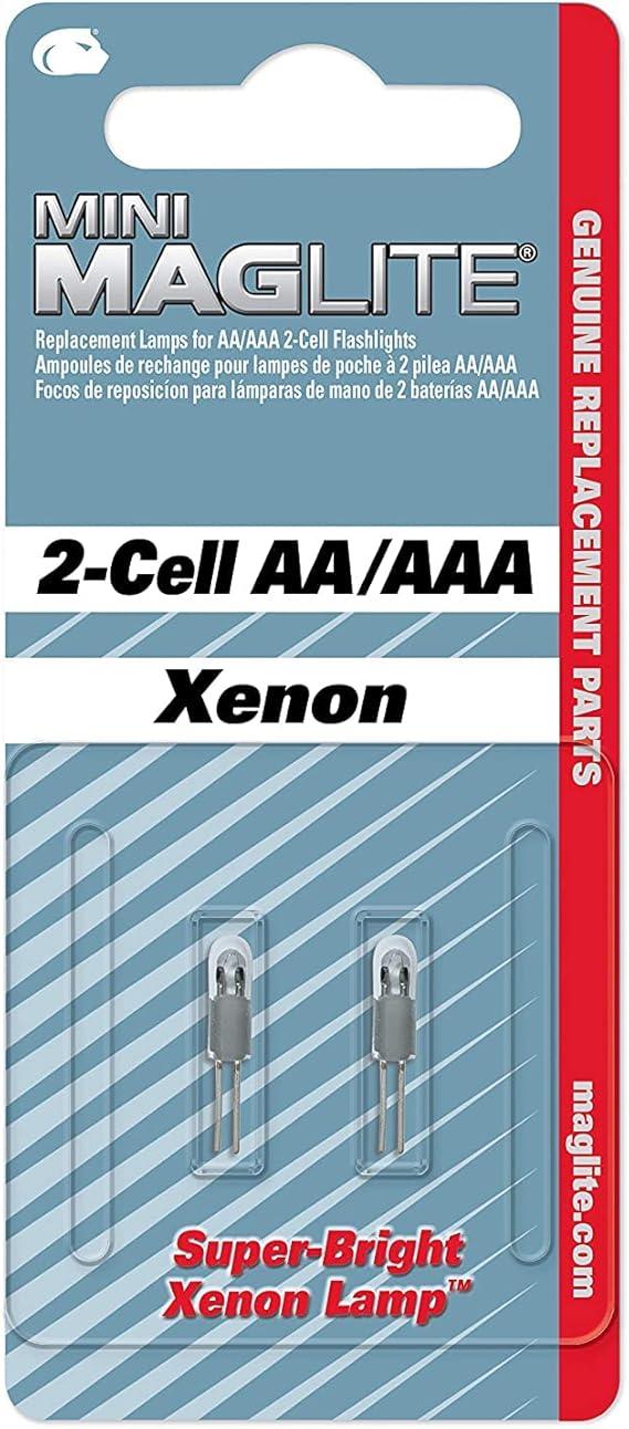 Maglite Replacement Lamps for 2-Cell AA Mini Flashlight, 2-Pack