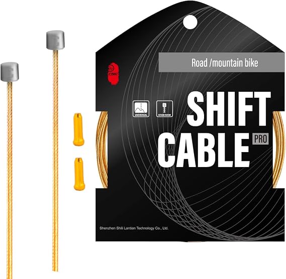 CNC Pro Slick Polished Bike Shifter Cable for Shimano/SRAM|Mountain Bike,Road Bike,MTB Derailleur Cable 1.2X 2100/2500/3000/3500mm,Gold.