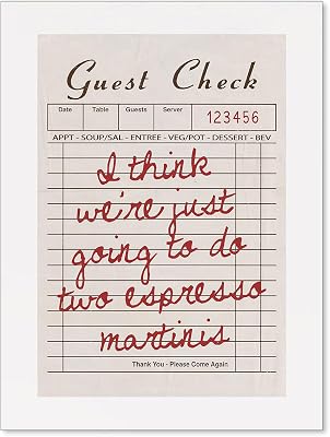 Aimery Red Brown Guest Check Canvas Wall Art Retro Espresso Martini Poster Trendy Bar Cocktails Cart Prints Vintage Receipt Wall Decor for Coffee Shop Home Bar 12X16 inch Unframed