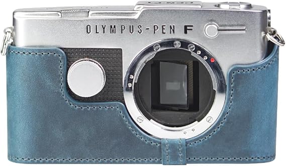 PEN-FT Case case Handmade Genuine Leather Camera Protective Half Camera case, for OLYMPUS PEN-FT (Blue)