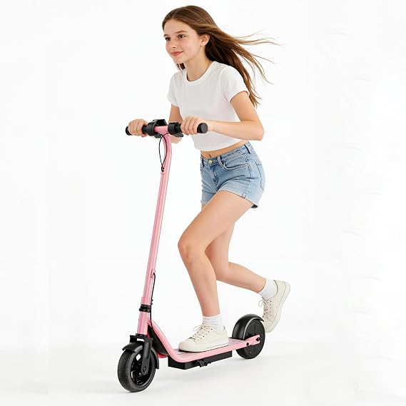Pink Electric Scooter for Kids Ages 6-12, 250W Motor, 9 MPH Top Speed, Up to 10 Miles Range, Kids E Scooter with LED Display, Dual Brake, 6.5" Solid Tires, 3 Speed Modes,UL2272 Certifed