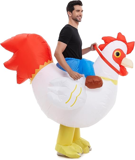 Inflatable Adult Chicken Rider Costume Men Women