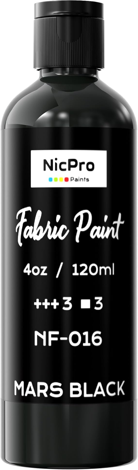 Nicpro Black Fabric Paint, 4 oz (120 ml) Fabric Paint for Clothes Permanent