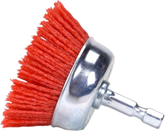 Century Drill & Tool 77221 Nylon Abrasive Cup Brush, 2", Coarse | 1/4" shank, 80 grit, cuts metal, wood, plastic & fiberglass, rust-resistant coating