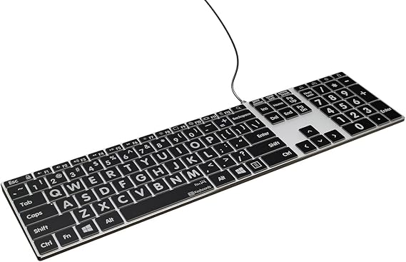 KB Covers Large Print Backlit Pro Aluminum Keyboard - Windows - US