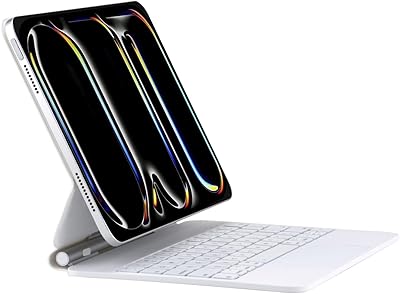 QUARK Magic Keyboard Case for iPad Pro 13-inch M5M4, 20252024, iPad Pro 13 inch Keyboard Case with Multi-Touch Trackpad, Easy-Set Magnetic Stand, Backlit, White,