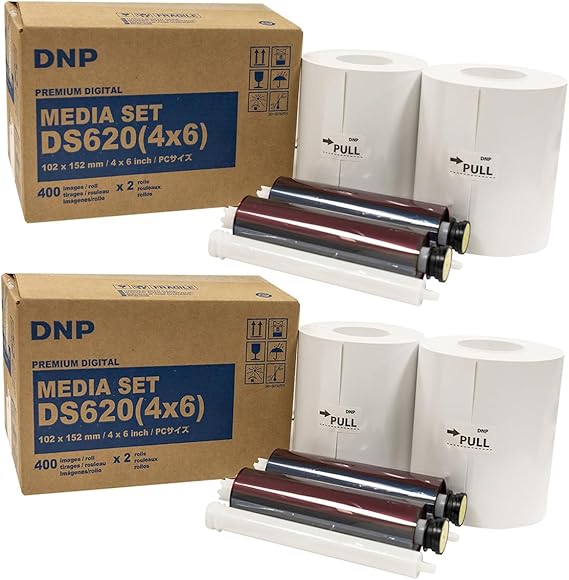 DNP 2x 4x6" Dye Sub Media for DS620A Printer, 400 Prints Per Roll, 2 Piece