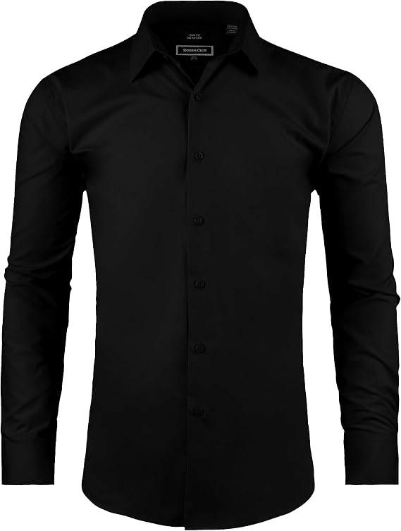 Men's Dress Shirt Solid Slim Fit Stretch Wrinkle-Free Long Sleeve Business Formal Casual Button Down Shirts