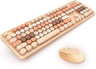 Mofii Wireless Keyboard and Mouse Combo,2.4G USB Multi-Color Cute Full Size Keyboard and Optical Mice Set for Computer Desktop PC Laptop Chocolate-Mixed...