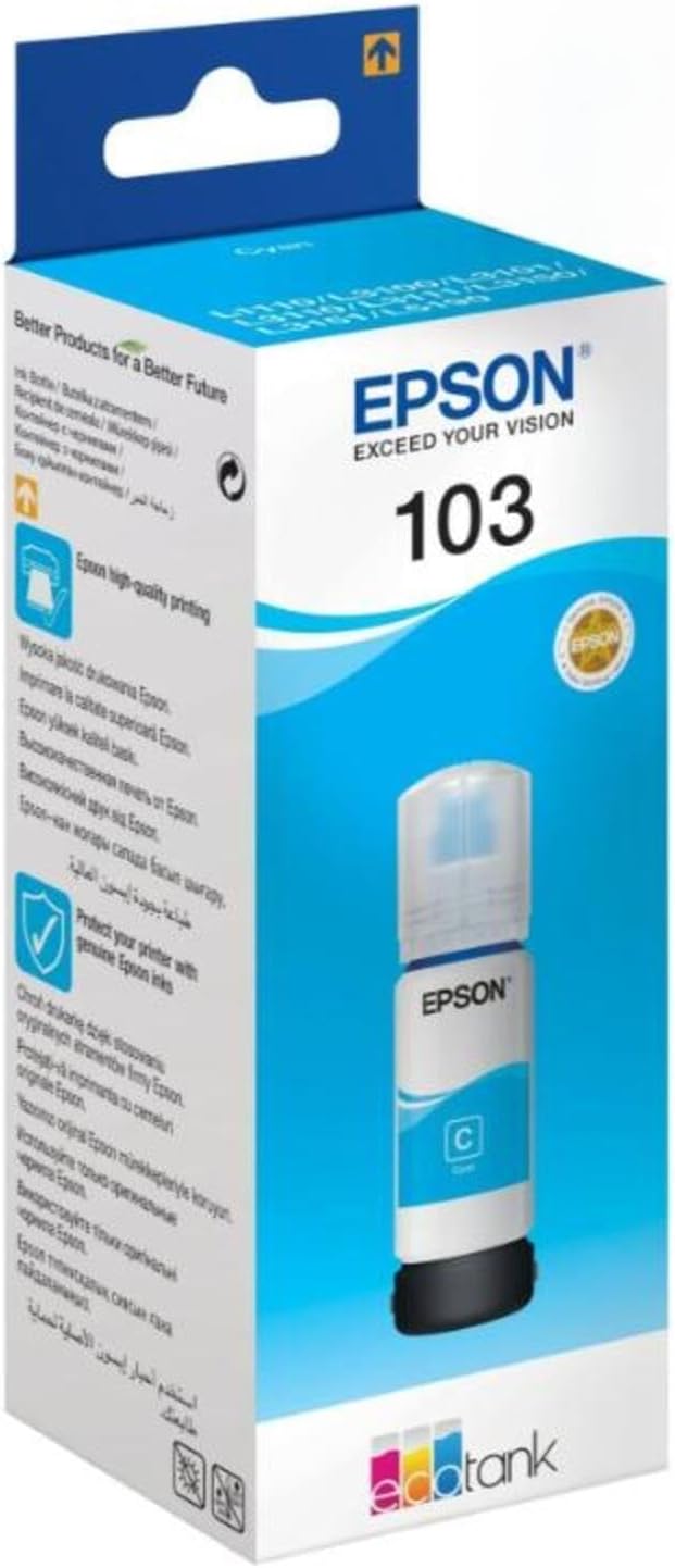 EPSON EcoTank 103 65ml Orijinal Cyan (Mavi) Mürekkep Kartuş C13T00S24A