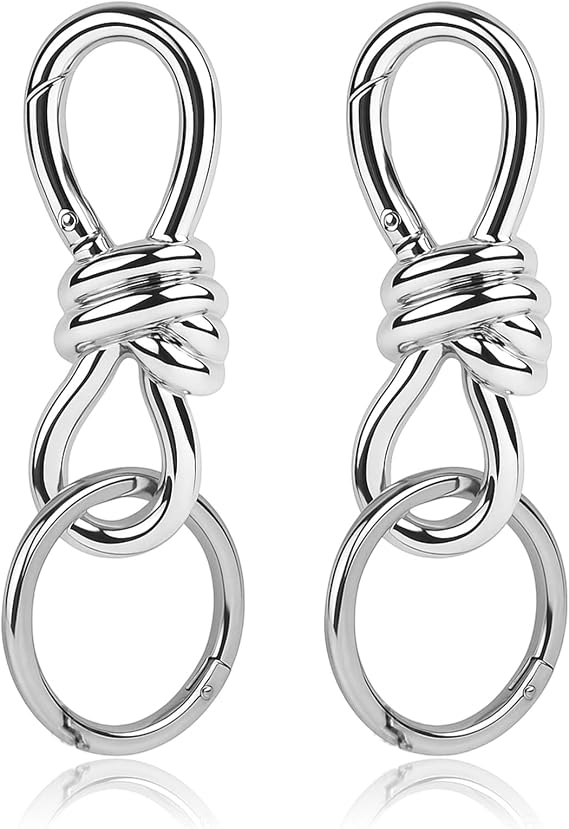 Twist Knot Clasp Bag Charm Keychain,D-Ring Keychain Heavy Duty Spring Snap Hook Fashion Accessory for Purse Backpack