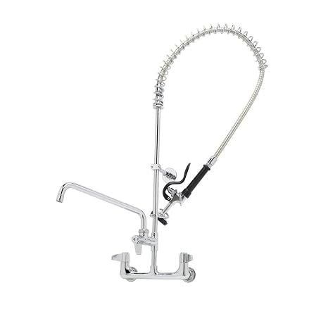 T&S Brass 5PR-8W10 Pre-Rinse Units, Includes Wall Mount Base, 8" Centers, 6" Wall Bracket, 10" Add-On Faucet