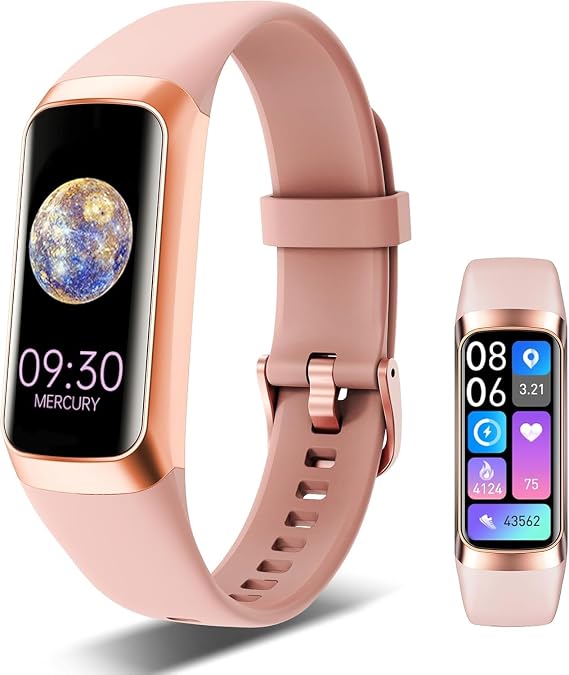 Fitness Tracker Smartwatch 1.43" AMOLED Display, Blood Pressure & Body Temperature Monitor – Waterproof with Heart Rate, SpO2, Sleep Tracking & Bluetooth Call for Android/iOS