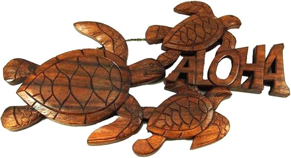 3 Honu/Turtle Aloha Hand Carved Wooden Wall Plaque