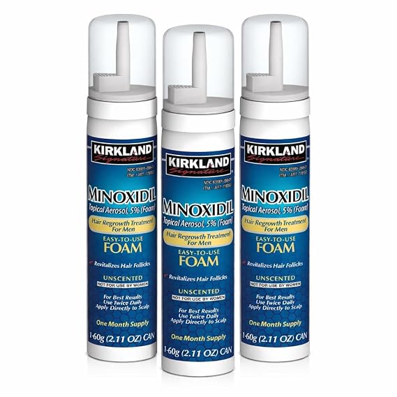 NEW - Kirkland Minoxidil for MEN Hair Growth Treatment Unscented 3 Month Supply Topical Aerosol 5% (Foam), (Compare to Men's Rogaine's Active Ingredient)