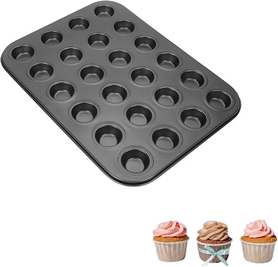 Mini Muffin Tray, 24 Cup Mini Cake Pan for Baking Nonstick Pudding Cupcake Tray Muffin Baking Pan Carbon Steel Nonstick Cupcake Tin Muffin Pan Muffin Tin