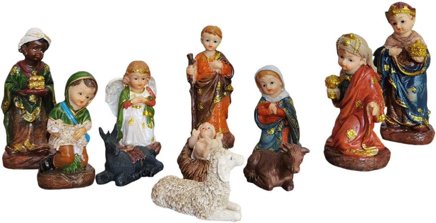 11x Christmas Nativity Scene Figurine Set for Party Home