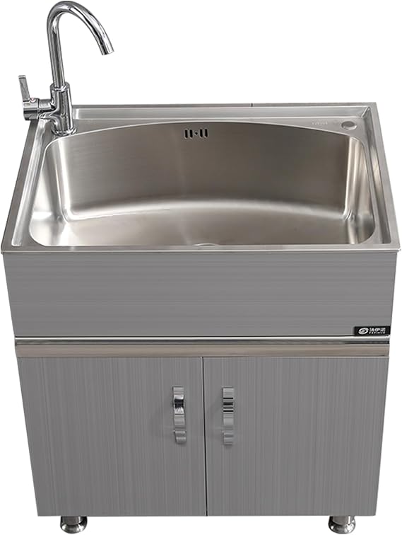 Laundry Sink with Cabinet, freestanding Utility Sink with Vanity Cabinet for Bathroom Laundry Room Utility Room Handwashing Station(45X39cm/17.7x15.3in)