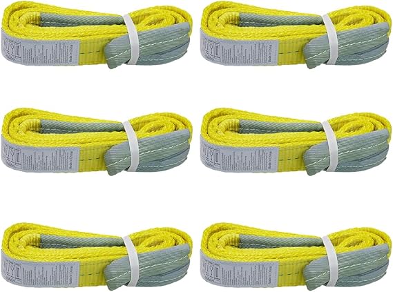 6 Pack 2x6FT Lift Sling Straps, 2 Ply Polyester Rigging Straps, 6200LBS Load Capacity Flat Eye-Eye Web Sling for Hoist, Tree Stumps, Heavy Duty Cargo
