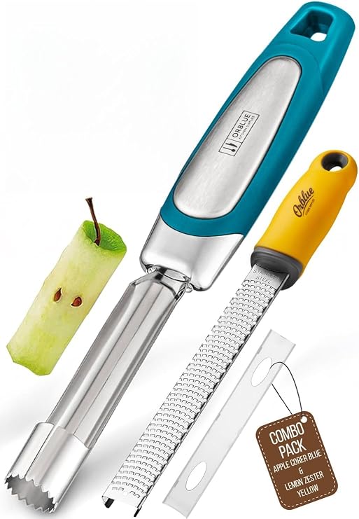 Orblue Premium Apple Corer Tool & Lemon Zester Bundle