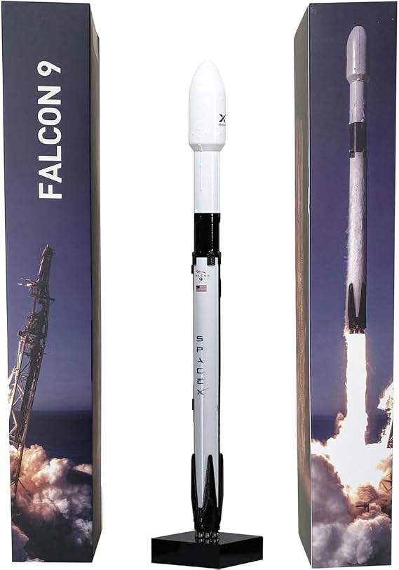 yuanpulalala Falcon 9 Dragon+F9 Starship Heavy Falcon Metal Diecast Rocket Model Simulation Static Desktop Display (Falcon 9)
