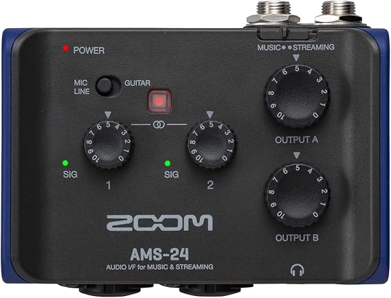 Zoom AMS-24 USB Audio Interface for Musicians & Podcasters with 2 Inputs, 4 Outputs, Loopback, Direct Monitoring & Bus Power for PC, Mac, iOS & Android