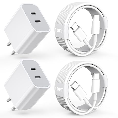 iPhone 17 Air/16e/15ProMax Fast Charging Block,20W Dual USB C Fast Charger