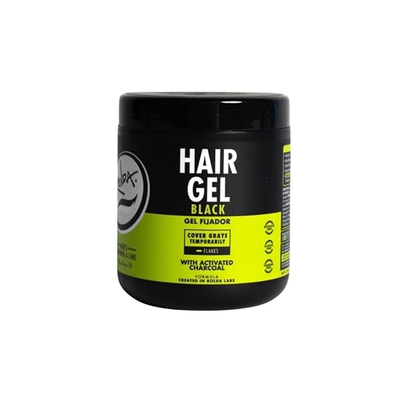 Rolda Black Styling Hair Gel - Medium To Strong Hold With Medium Shine For a Wet Slicked Back Look With All Day Hold - Activated Black Charcoal Covers Grey Hair Instantly 35.2oz