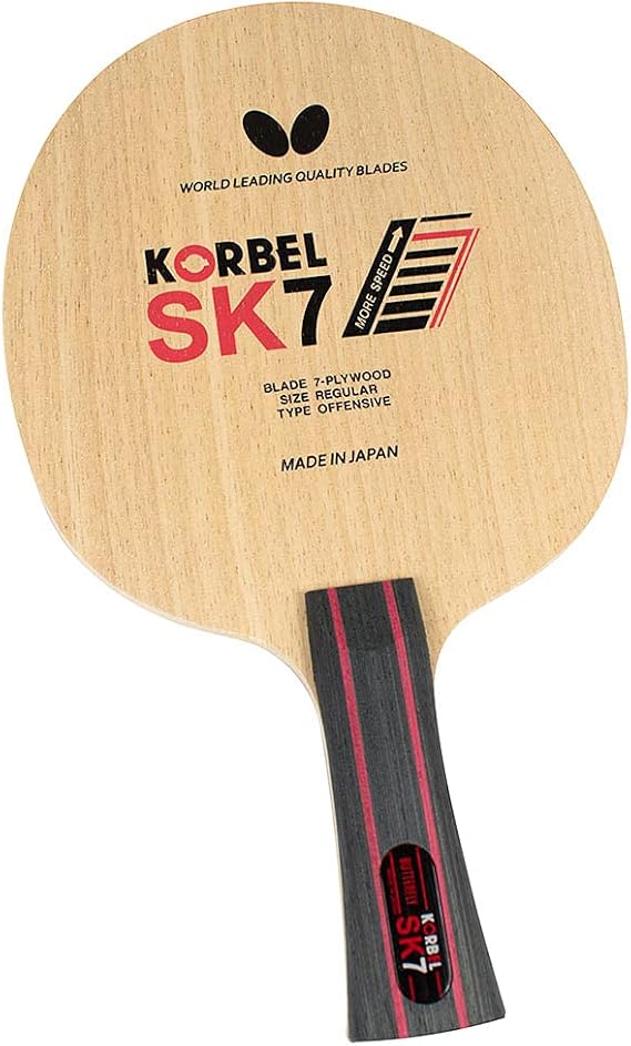 Butterfly Korbel SK7 Table Tennis Blade - 7-ply All-Wood Blade - Professional Butterfly Table Tennis Blade - Available in AN, FL, and ST Shakehand Handle Styles - Made in Japan