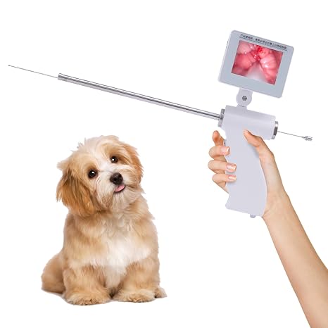 Dog Artificial Insemination Kit Cattle Visual Insemination Gun Adjustable Screen 360 Rotation Professional Visual Insemination Gun Instrument Veterinary Insemination Tools Set 3.5" Screen