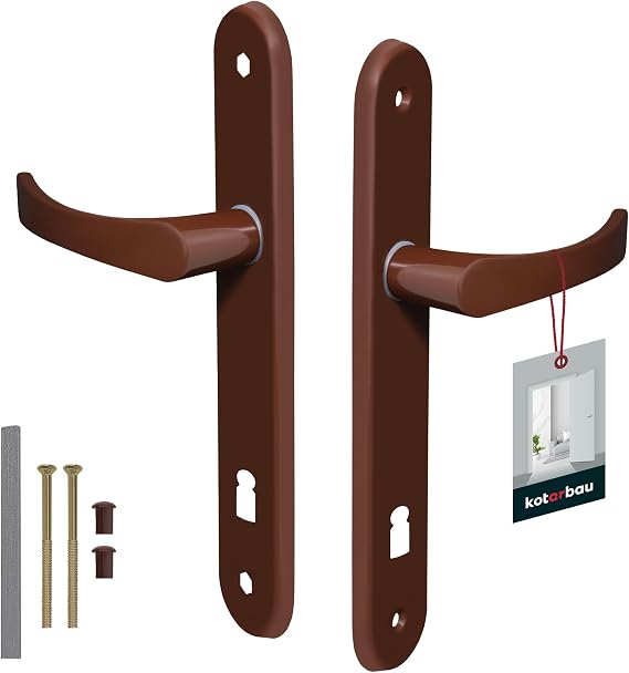 KOTARBAU Door Handle 90 mm Left Right Deadlock Brown Door Fitting Door Handle Set Room Door Long Plate Aluminium