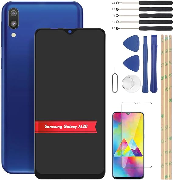 LCD Replacement for Samsung Galaxy M20 LCD Display Touch Screen for Galaxy M20 SM-M205F SM-M205F SM-M205FN SM-M205G SM-M205M Glass Digitizer Assembly with Tools(Black)