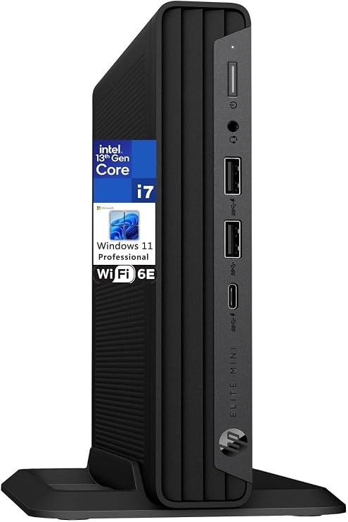 HP Elite Mini 600 G9 Business Desktop Computer, Intel 13 Cores i7-13700T up to 4.9GHz, 32GB DDR5 RAM, 512GB PCIe SSD, WiFi 6, Bluetooth, RJ-45, Type-C, HDMI, KB and Mouse, Windows 11 Pro