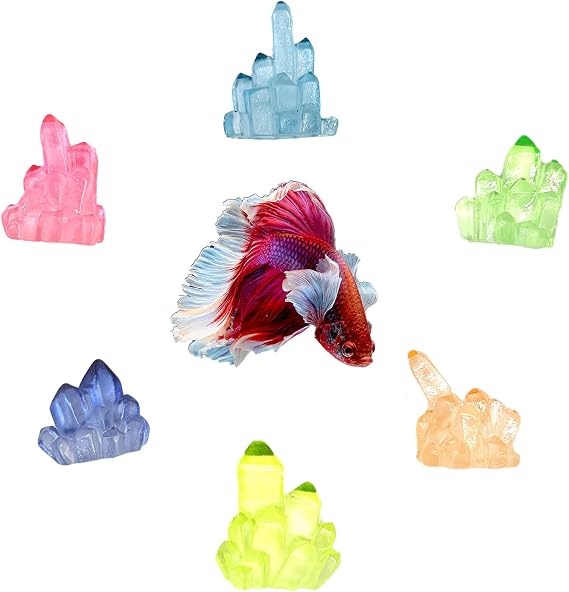 CTWPets Betta Stones, Glow-in-the-Dark Fish Tank Rocks & Decor, 6 Pack