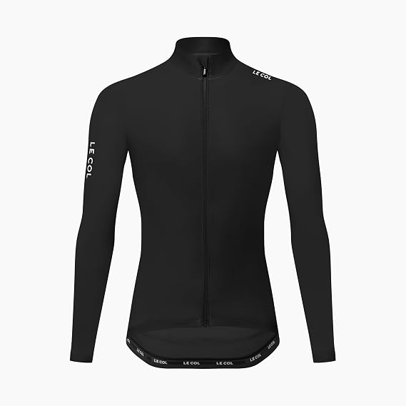 LE COL Men's Pro Aqua Zero Long Sleeve Jersey | Breathable Cycling Shirt | Rear Pockets, Water Resistant, Zip Closure (US, Alpha, Medium, Regular, Black)