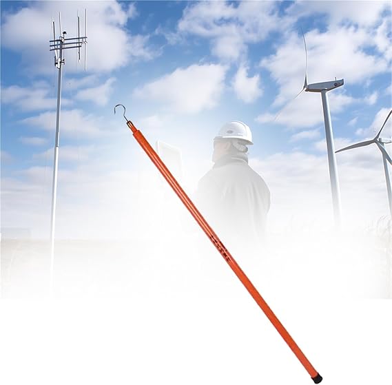 Telescopic Measuring Rod 6 8 10 12 15 18 M, Height Measuring Stick with Hook for Live Power Line/Telecom Tower, Non-Conductive(Red,L 15m)