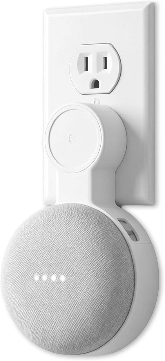 Outlet Wall Mount Holder for Google Nest Mini (Home Mini 2nd Gen and 1st Gen), A Space-Saving Accessories for Google Nest Mini Voice Assistant 2nd Generation (White)