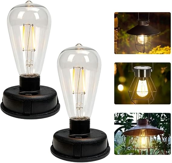 Solar Light Bulb, 8.5CM Replacement Solar Bulb, Waterproof Solar Light Replacement Top with Bright LED Bulb, Replacement Solar Light for Lantern, for DIY Outdoor Garden Patio Decor (2pcs)