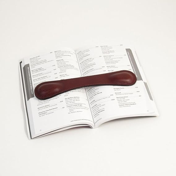 Bey-Berk Tan Leather Book Weight, 8.5"L x 1.75"W x 0.5"H