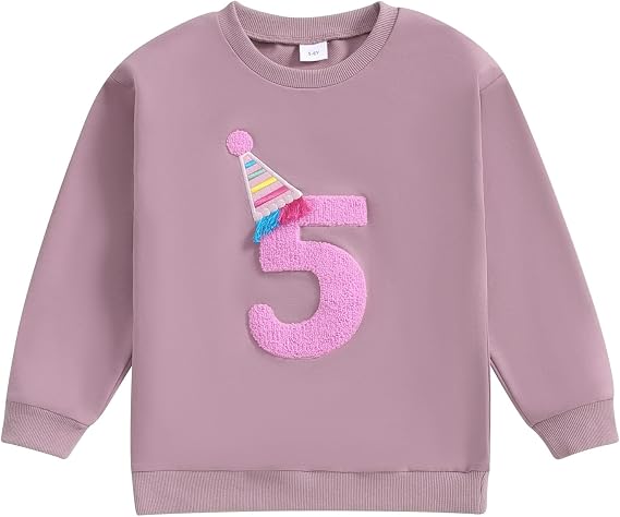 FIOMVA Birthday Day Girl Shirt Outfits Toddler Baby Girl One/Two/Three/Four Embroidery Sweatshirt Shirts Birthday Gift