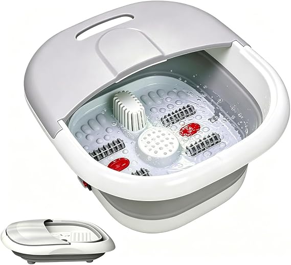 Foot Spa and Massager with Heater, Foot Bath with Bubbles and Massage Rollers, Collapsible Foot Spa for Care Your Feet and Relieve Pressure