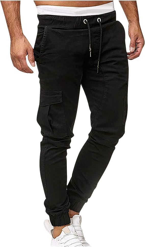 Drawstring Pant Fashion Men's Sport Pure Color Bandage Casual Loose Sweatpants